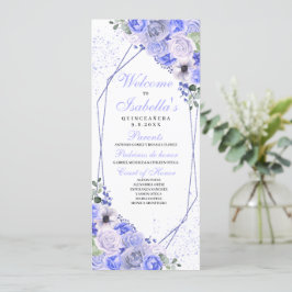 Periwinkle Blue Blommigt Quinceanera Program