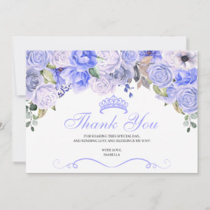 Periwinkle Blue Blommigt Quinceanera Tack Kort