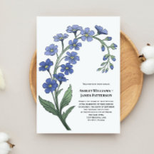 Periwinkle Blue Blommigt Stylized Flowers Bröllop