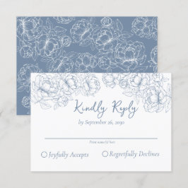 Periwinkle Blue Boho Romantic Blommigt Bröllop OSA Kort