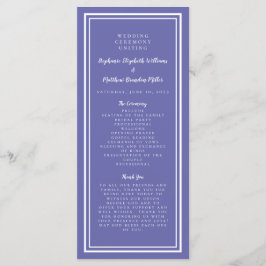 Periwinkle Blue Bröllop Service Ceremony Modern Program