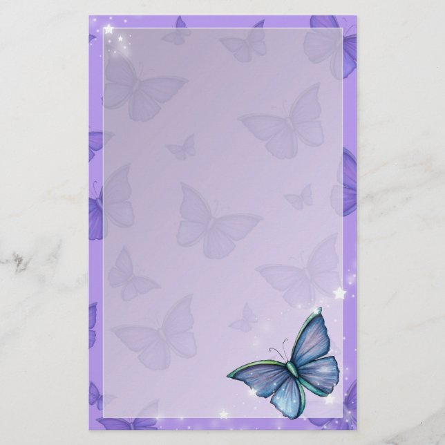 Periwinkle Blue Butterfly Fantasy Art Brevpapper (Framsida)