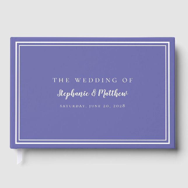 Periwinkle Blue Chic Endern Modern Bröllop Elegant Gästböcker (Framsida)