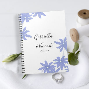 Periwinkle Blue Daisy Bröllop Guest Bok Anteckningsbok