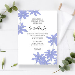 Periwinkle Blue-Daisy på vit Möhippa Inbjudningar