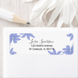 Periwinkle Blue-Daisy på vit Returadress Returadress Etikett