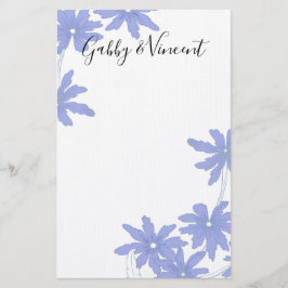 Periwinkle Blue-Daisy på vita Bröllop Brevpapper