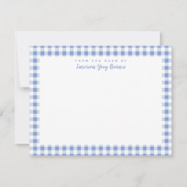 Periwinkle Blue Gingham Personal Stationery Card Tack Kort