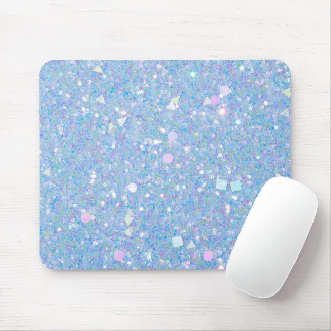 Periwinkle Blue Glitter Modern Glam Mouse Pad Musmatta (Med mus)