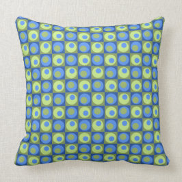 Periwinkle Blue Grönt Square Dot Geometric Mönster Kudde