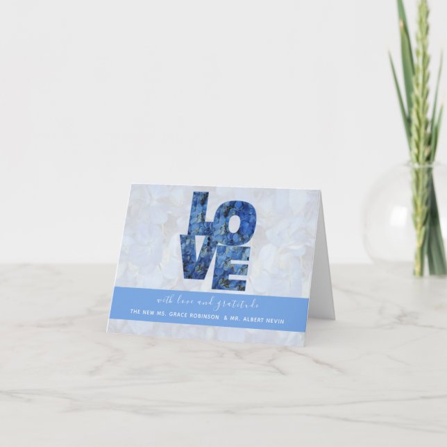 Periwinkle Blue Hydrangeas KÄRLEK - tackkort (Framsida)