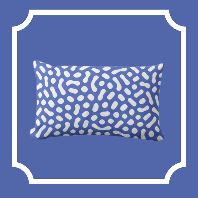 Periwinkle Blue med vit geléblått liknande former Lumbarkudde (Skapare uppladdad)