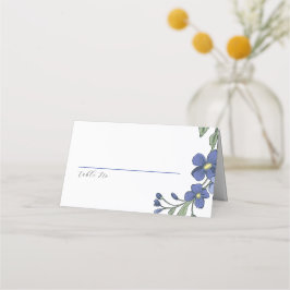 Periwinkle Blue Modern Blommigt Bröllop Placeringskort