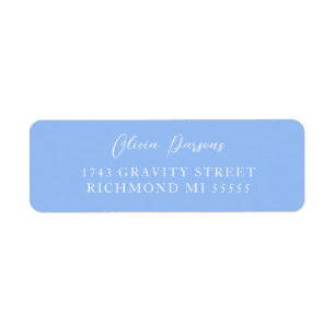 Periwinkle Blue Modern Elegant Scripted-etikett Returadress Etikett