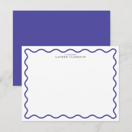 Periwinkle Blue Modern Wavy Border Note card Inbjudningar