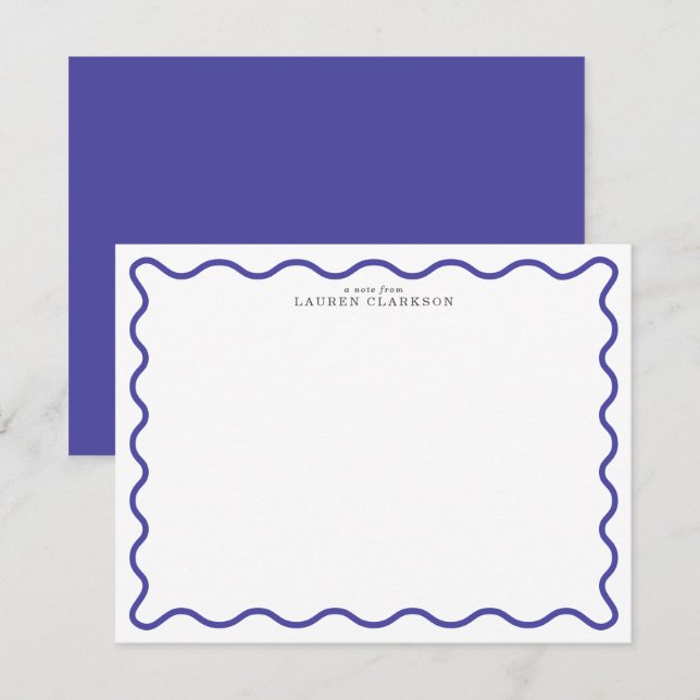 Periwinkle Blue Modern Wavy Border Note card Inbjudningar (Fram/baksida)