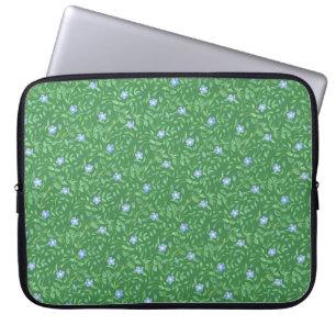 Periwinkle Blue Mörk grönt Land-stil-Blommigten Laptop Fodral