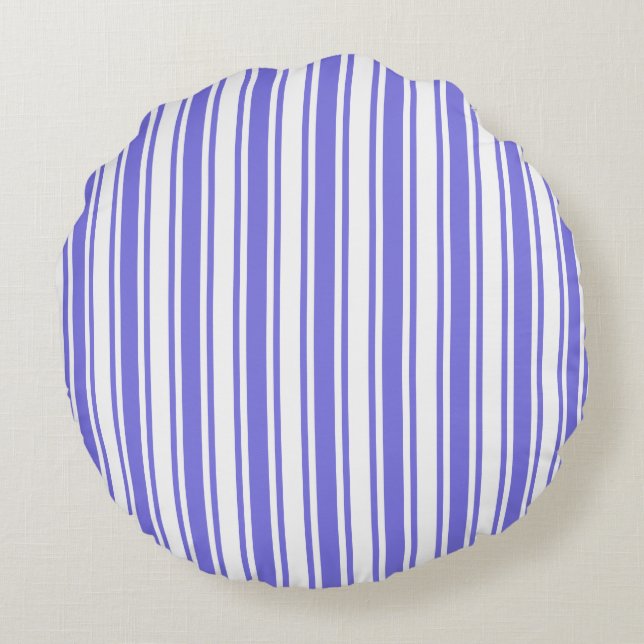 Periwinkle blue och white candy rand rund kudde (Baksidan)