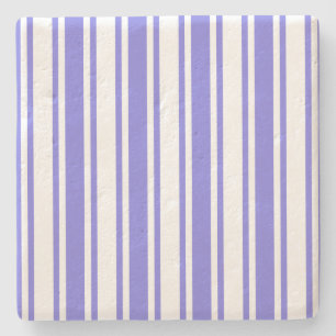 Periwinkle blue och white candy rand stenunderlägg