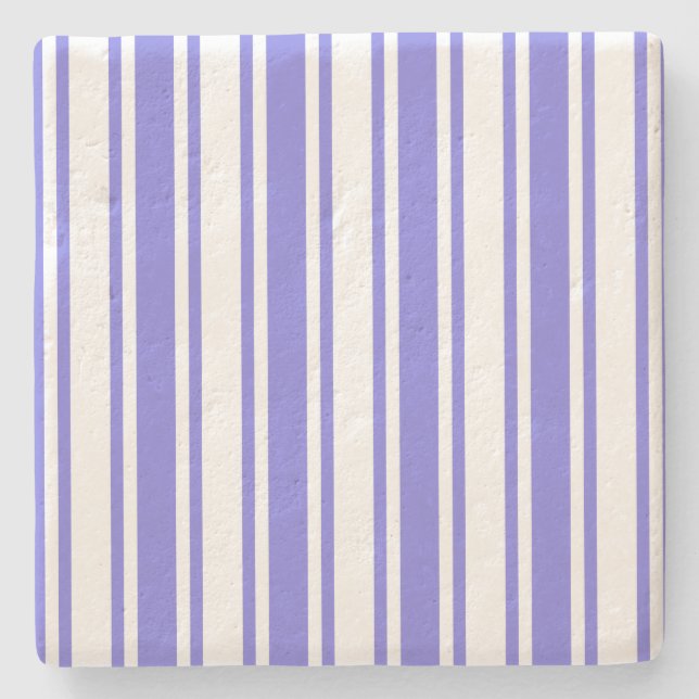 Periwinkle blue och white candy rand stenunderlägg (Framsidan)