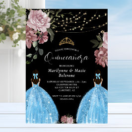 Periwinkle Blue Princess Blommigt Twillingars Quin Inbjudningar