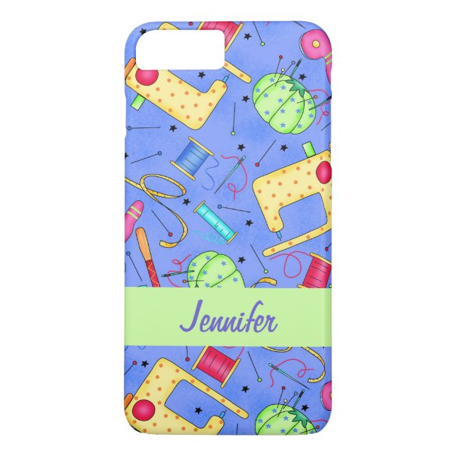 Periwinkle Blue Sewing Notions Namn Personlig Case-Mate iPhone Skal (Baksida)