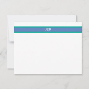 Periwinkle Blue & Teal Monogrammed Namn Initialer Anteckningskort