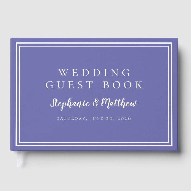 Periwinkle Blue-Trendig enkelt minimalistiskt Bröl Gästböcker (Framsida)