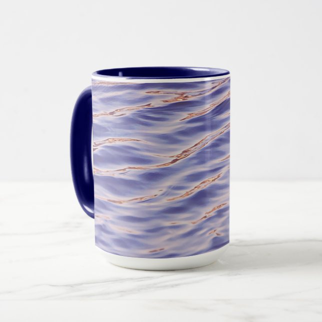 Periwinkle Blue Vatten Abstrakt Art Mugg (Framsida vänster)
