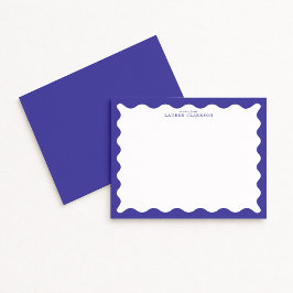 Periwinkle Blue Wavy Frame Note Card Inbjudningar