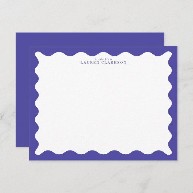 Periwinkle Blue Wavy Frame Note Card Inbjudningar (Fram/baksida)