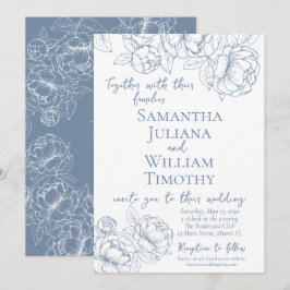 Periwinkle Botanical Blommigt Elegant Modern Bröll Inbjudningar