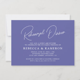 Periwinkle Budget Script Rehearsal Dinner Inbjudningar