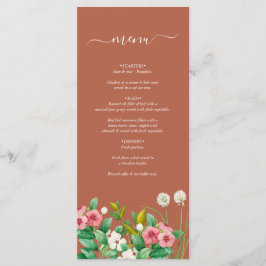 Periwinkle Burnt Orange Terracotta Bröllop Meny