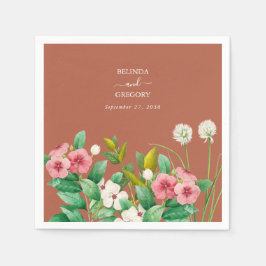 Periwinkle Burnt Orange Terracotta Bröllop Pappersservett