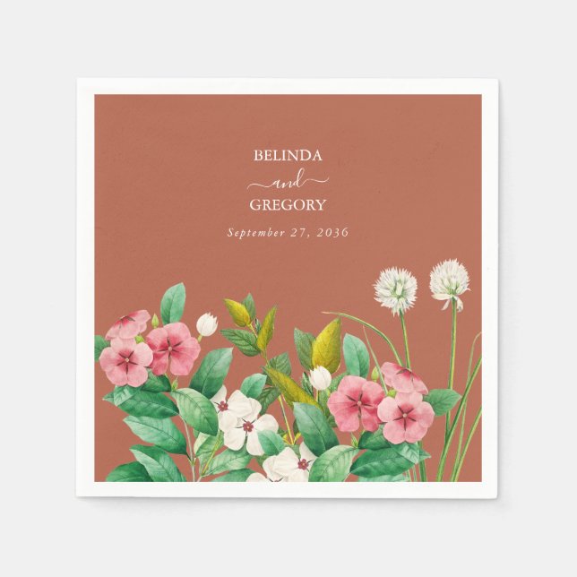 Periwinkle Burnt Orange Terracotta Bröllop Pappersservett (Framsidan)