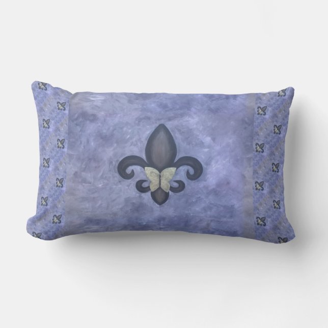 Periwinkle Butterfleur | Fleur de Lis Butterfly Lumbarkudde (Framsida)