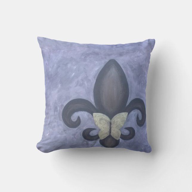 Periwinkle Butterfleur | Fleur de Lis Butterfly Utomhuskudde (Framsida)