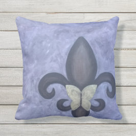 Periwinkle Butterfleur | Fleur de Lis Butterfly Utomhuskudde