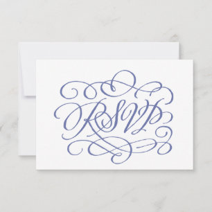 Periwinkle Calligraphy Bröllop Måltider OSA kort