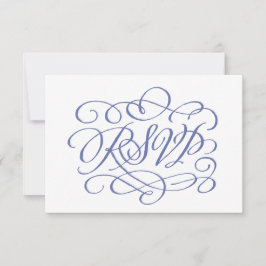 Periwinkle Calligraphy Bröllop Måltider OSA kort