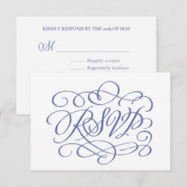 Periwinkle Calligraphy Bröllop Måltider OSA kort