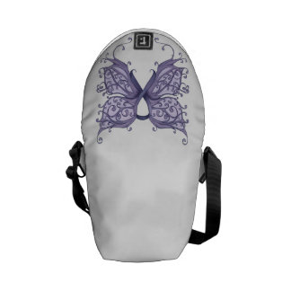 Periwinkle Cancer Ribbon med Butterfly Vingar Messenger Bag