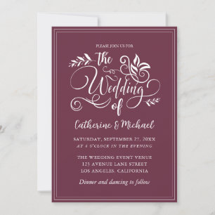 Periwinkle Decorative Bröllop Calligraphy Inbjudningar