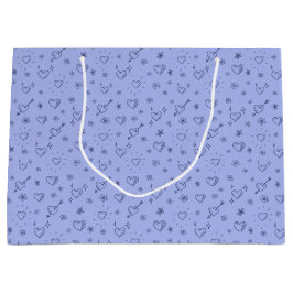 Periwinkle Doodle Flowers and Hearts Patternated