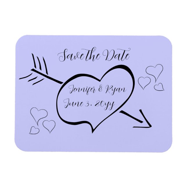 Periwinkle Finare Calligraphy Heartors Save the Da Magnet (Horisontell)