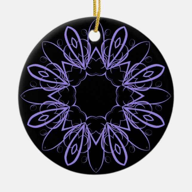 Periwinkle finare mandala julgransprydnad keramik (Framsidan)
