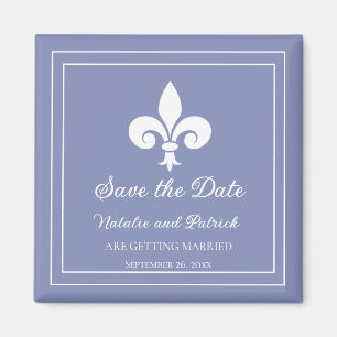 Periwinkle Fleur de Lis Spara datum magneter