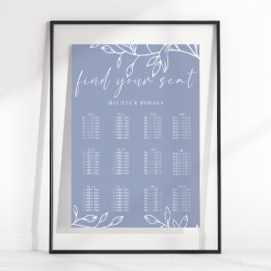 Periwinkle Flo enkelt sittdiagram för Bröllop Poster