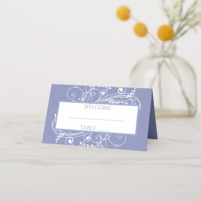 Periwinkle Flourate Reception Place Card Placeringskort (Framsida)